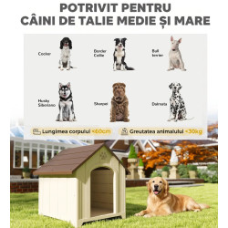 Casuta pentru caini PawHut D02-266V00BG 88x78x89 cm (Beige/Brown) Thumb