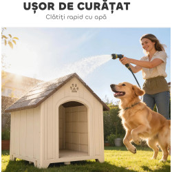 Casuta pentru caini PawHut D02-266V00BG 88x78x89 cm (Beige/Brown) Thumb