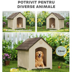 Casuta pentru caini PawHut D02-266V00BG 88x78x89 cm (Beige/Brown) Thumb