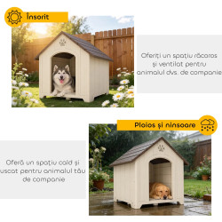 Casuta pentru caini PawHut D02-266V00BG 88x78x89 cm (Beige/Brown) Thumb