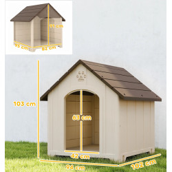 Домик для собак PawHut D02-266V01BG 102x94x103 cm (Beige/Brown) Thumb