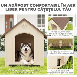Домик для собак PawHut D02-266V01BG 102x94x103 cm (Beige/Brown) Thumb