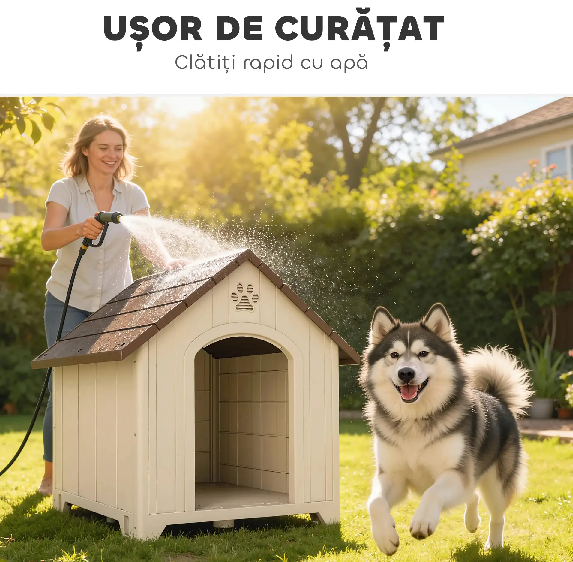 Домик для собак PawHut D02-266V01BG 102x94x103 cm (Beige/Brown) - 9