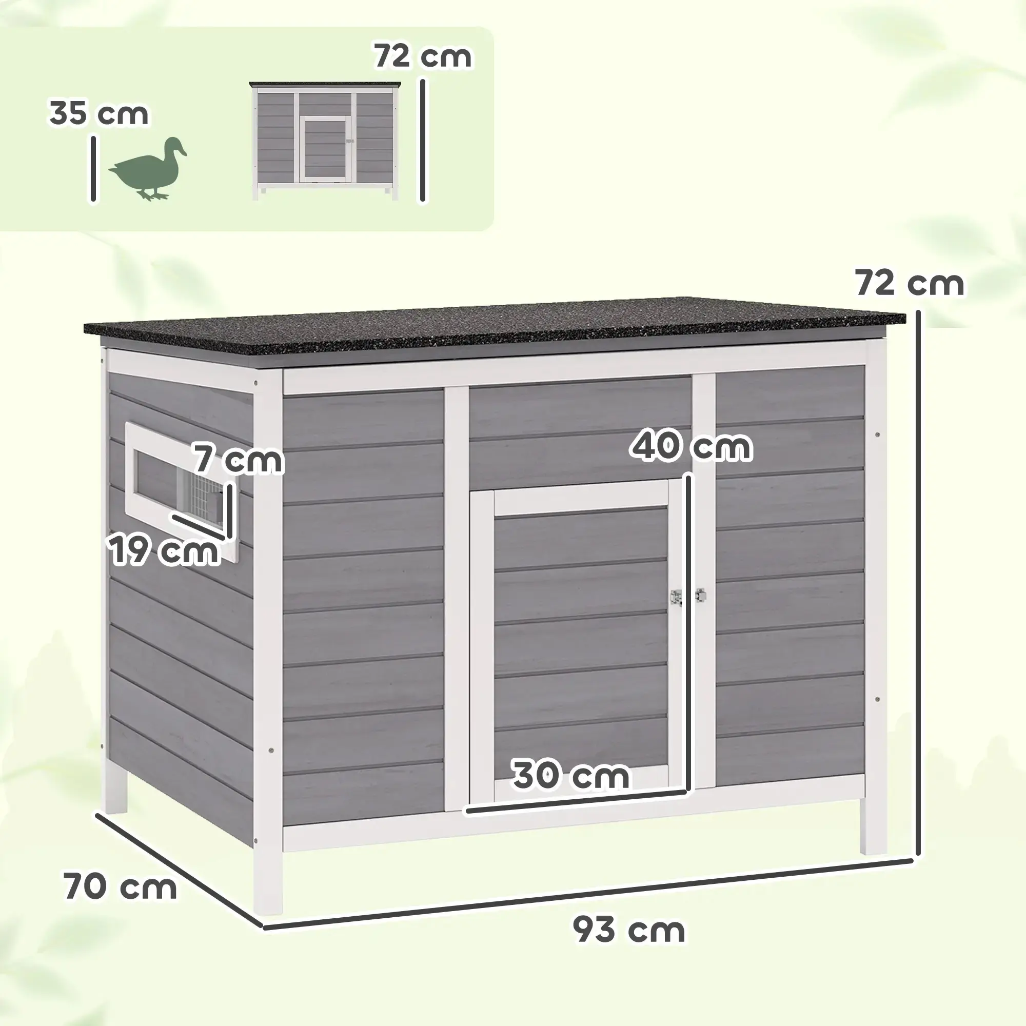Casuta pentru rate PawHut D51-531V90GY (Grey) - 4