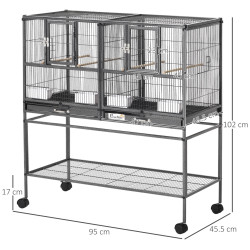 Двойная клетка для птиц PawHut D10-052 (Grey) Thumb