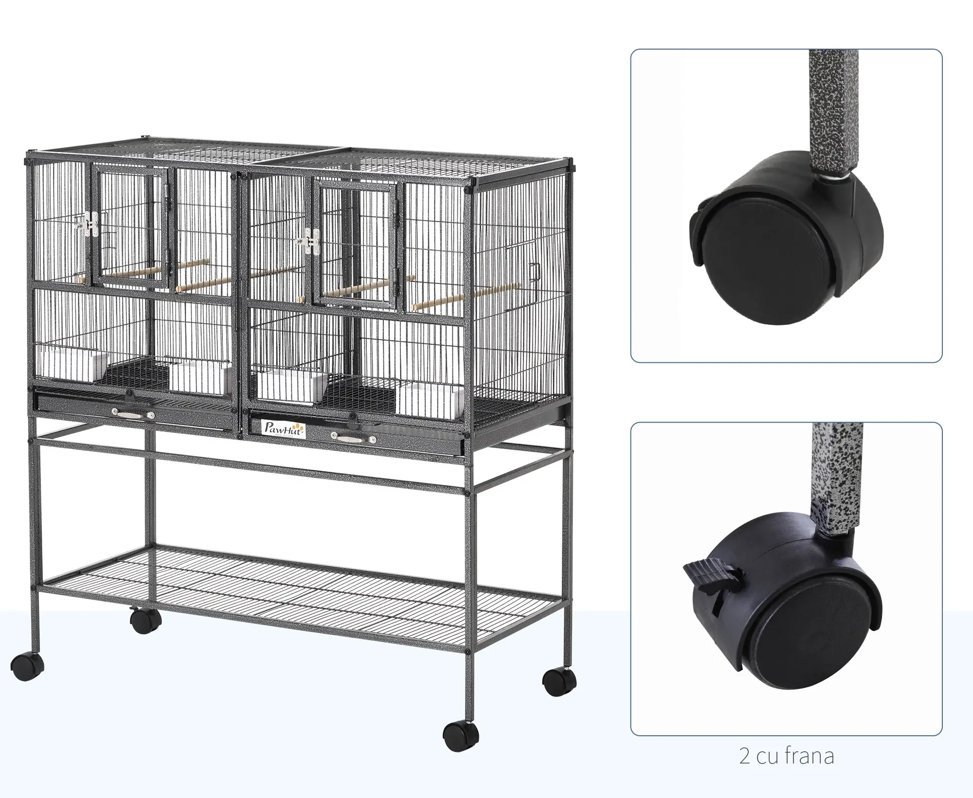 Двойная клетка для птиц PawHut D10-052 (Grey) - 6