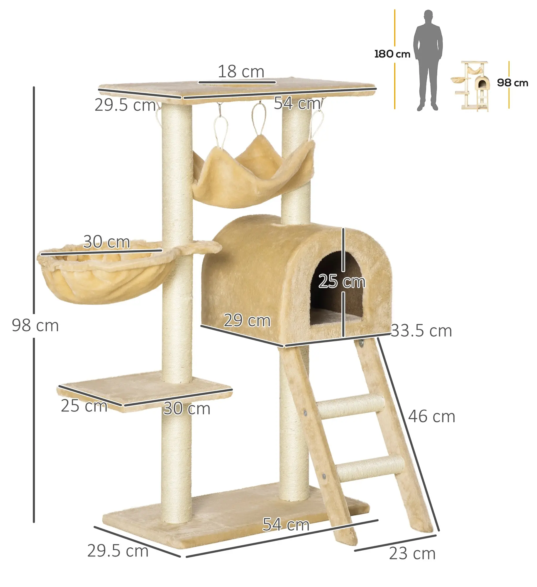 Ansamblu de joaca pentru pisici PawHut D30-064V01 (Beige) - 2