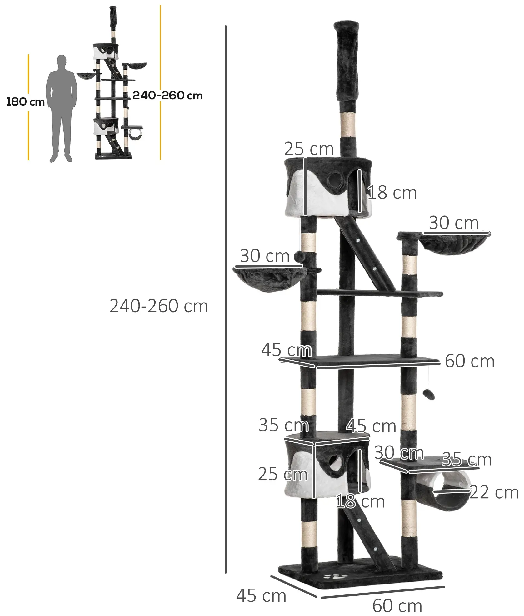 Игровой комплекс для кошек PawHut D30-093WT (Dark Grey/White) - 2