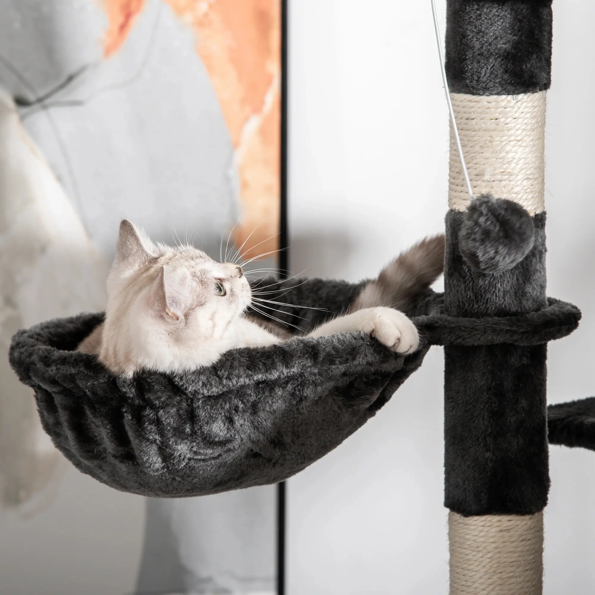 Игровой комплекс для кошек PawHut D30-093WT (Dark Grey/White) - 6