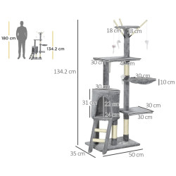 Игровой комплекс для кошек PawHut D30-166V00GY (Grey) Thumb