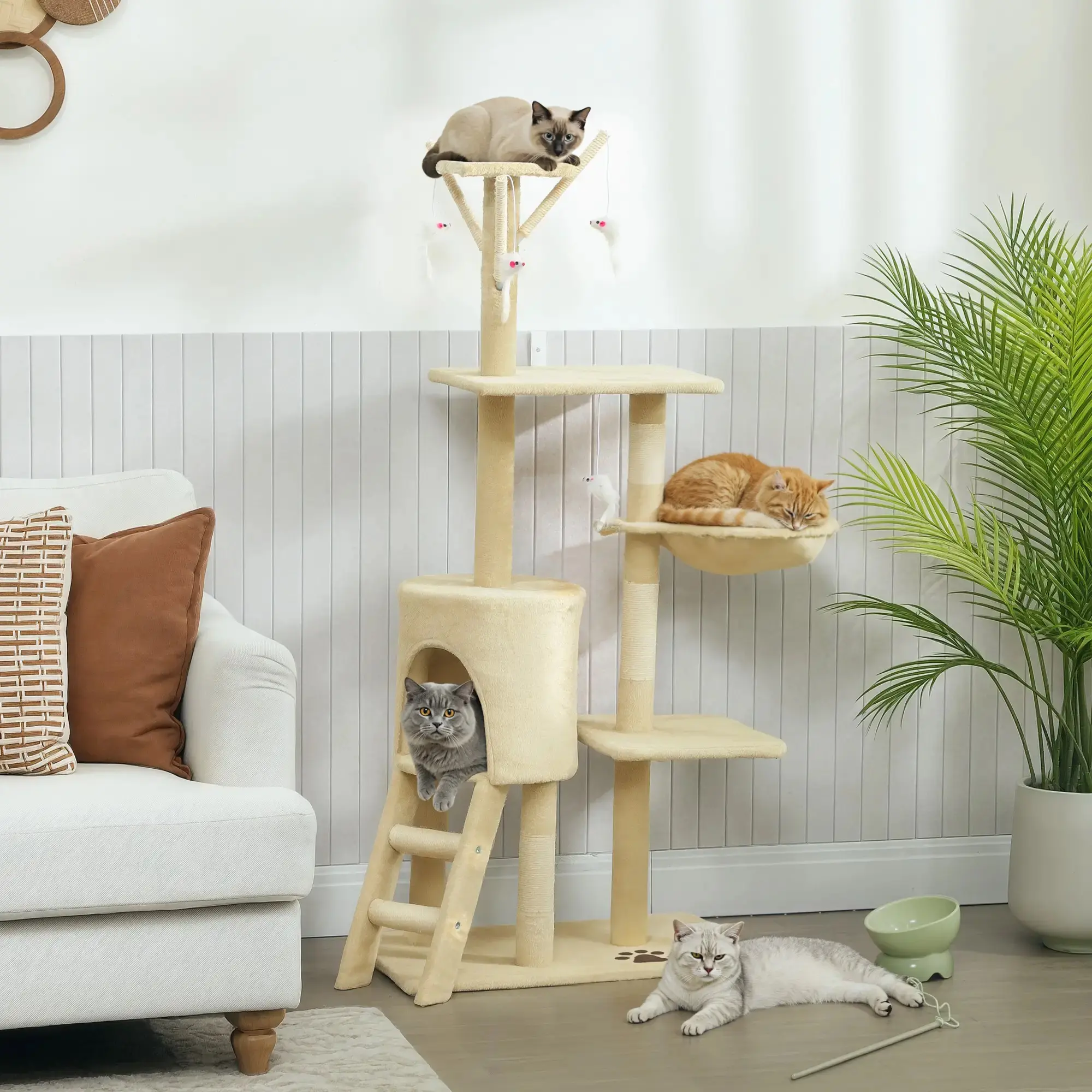 Игровой комплекс для кошек PawHut D30-166V01BG (Beige) - 7
