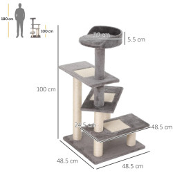 Ansamblu de joaca pentru pisici PawHut D30-183 (Grey/Beige) Thumb