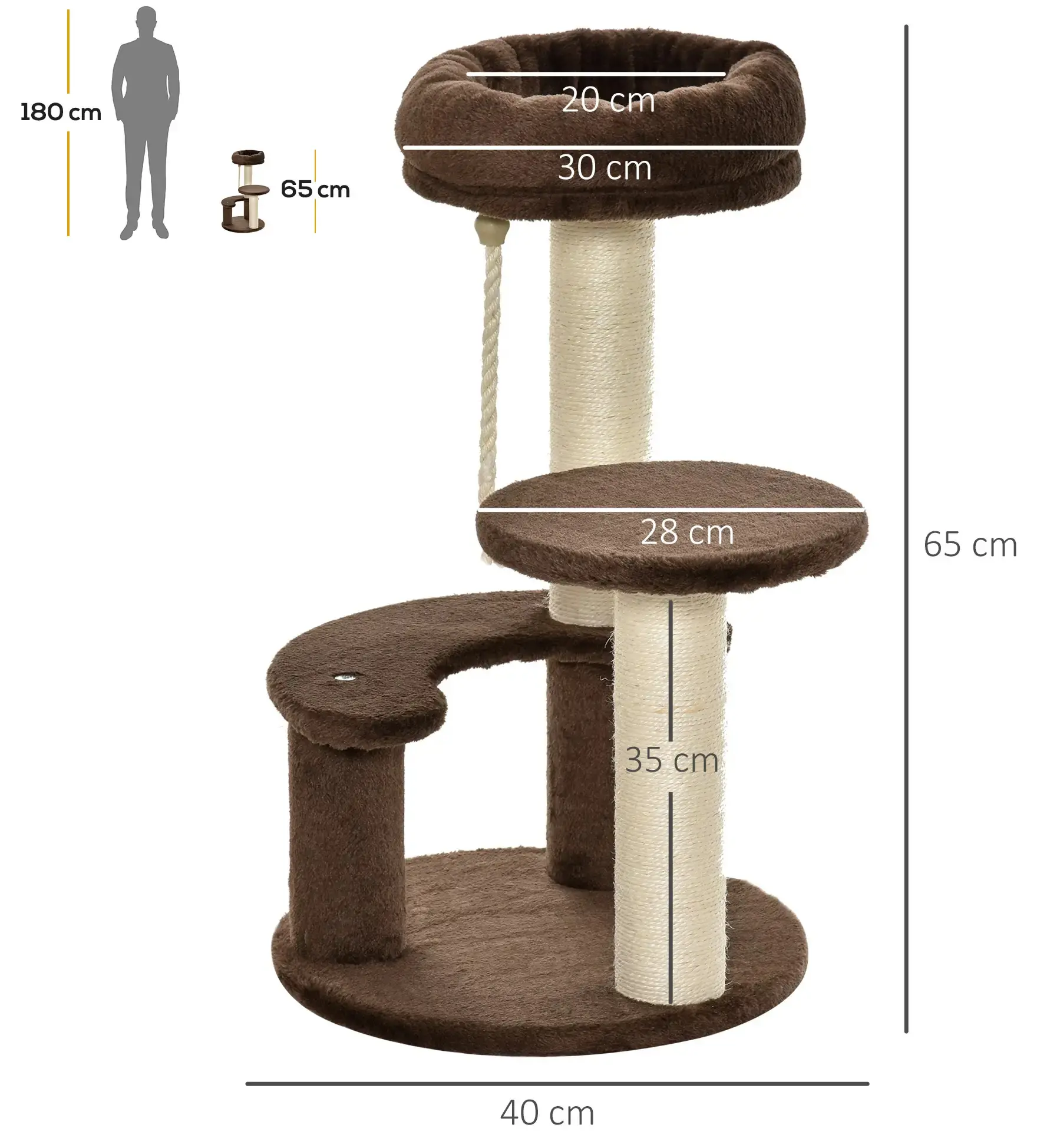Игровой комплекс для кошек PawHut D30-202BN (Brown) - 4