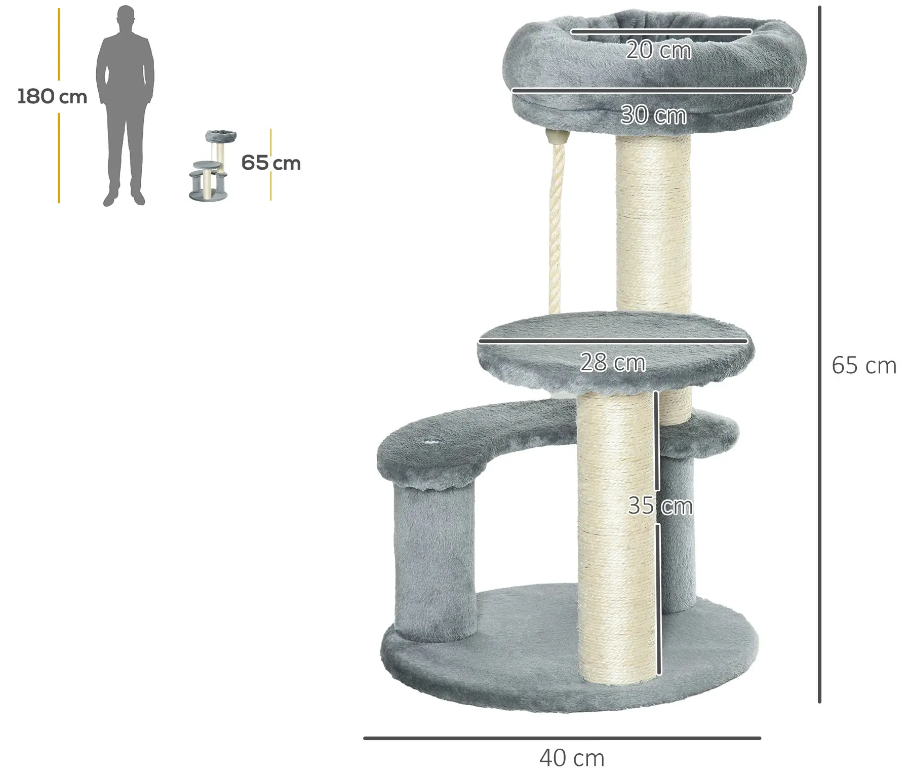 Ansamblu de joaca pentru pisici PawHut D30-202GY (Grey) - 2