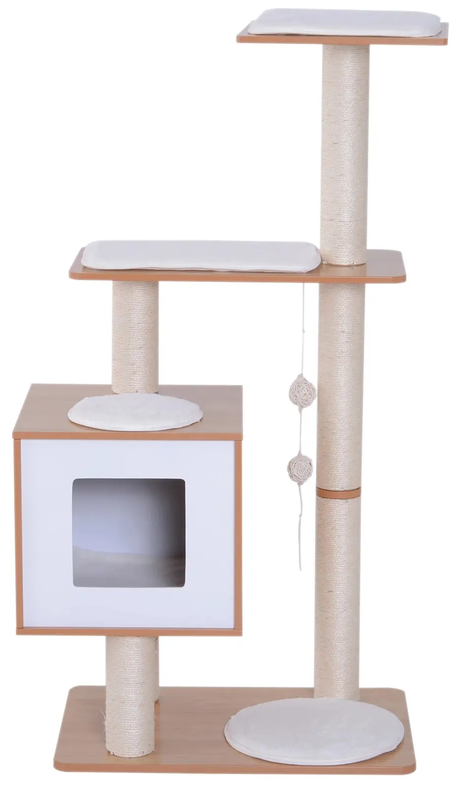 Ansamblu de joaca pentru pisici PawHut D30-204 (Natural/White) - 2