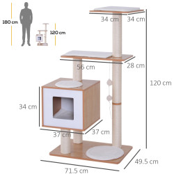 Ansamblu de joaca pentru pisici PawHut D30-204 (Natural/White) Thumb