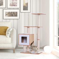 Ansamblu de joaca pentru pisici PawHut D30-204 (Natural/White) Thumb