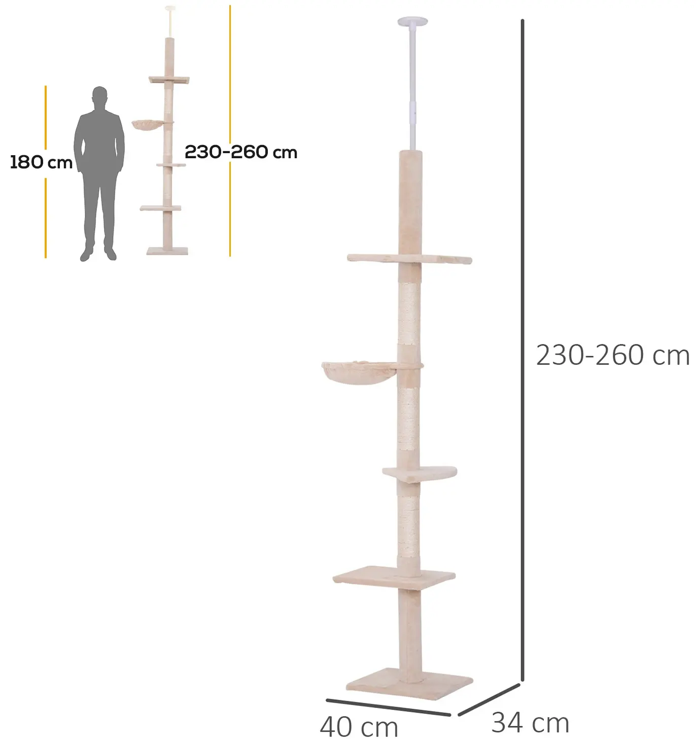Игровой комплекс для кошек PawHut D30-209CW (Beige) - 4