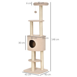 Игровой комплекс для кошек PawHut D30-271BG (Beige) Thumb