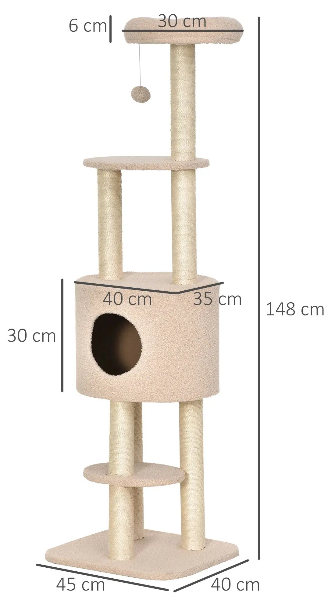 Игровой комплекс для кошек PawHut D30-271BG (Beige) - 9
