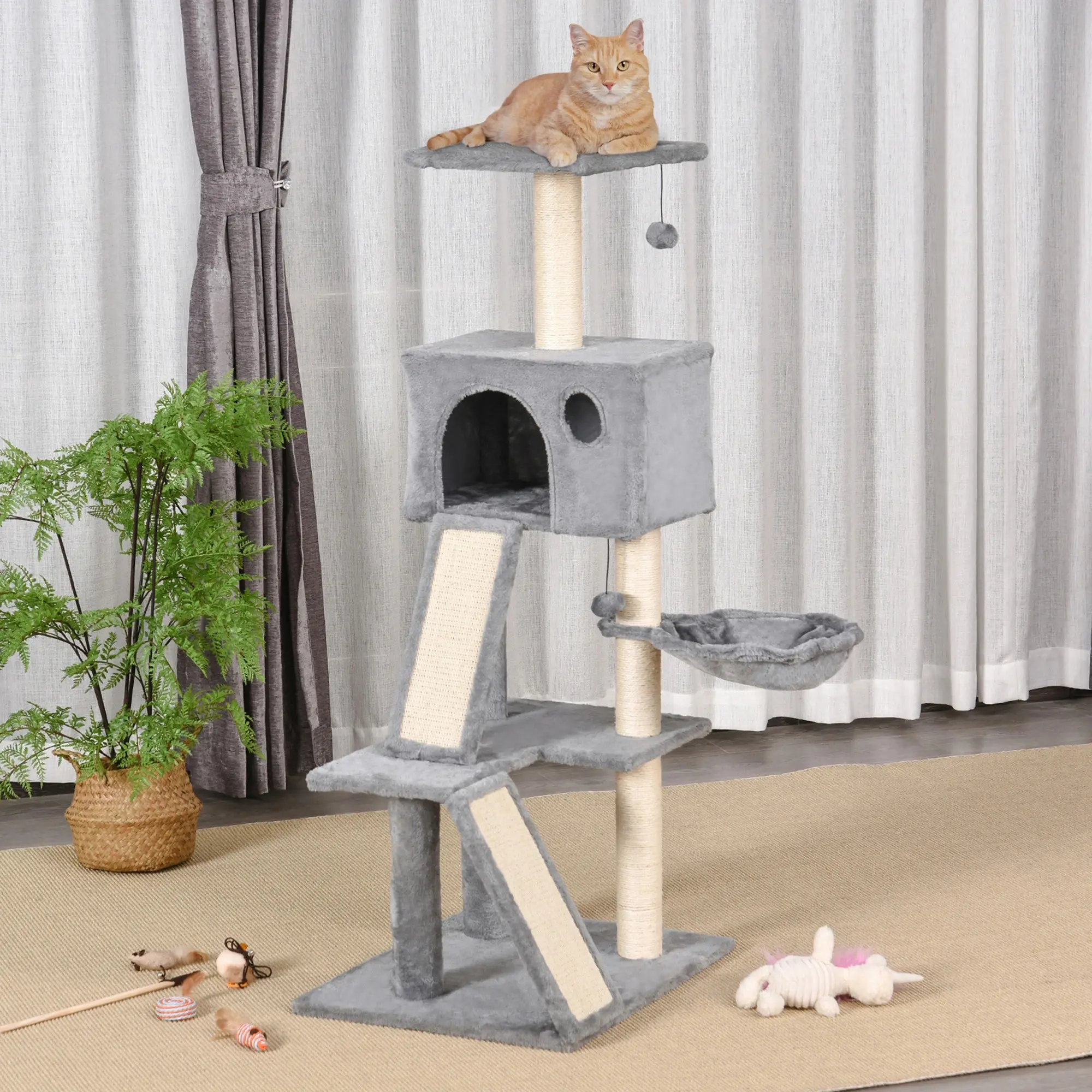 Ansamblu de joaca pentru pisici PawHut D30-278 (Grey) - 9