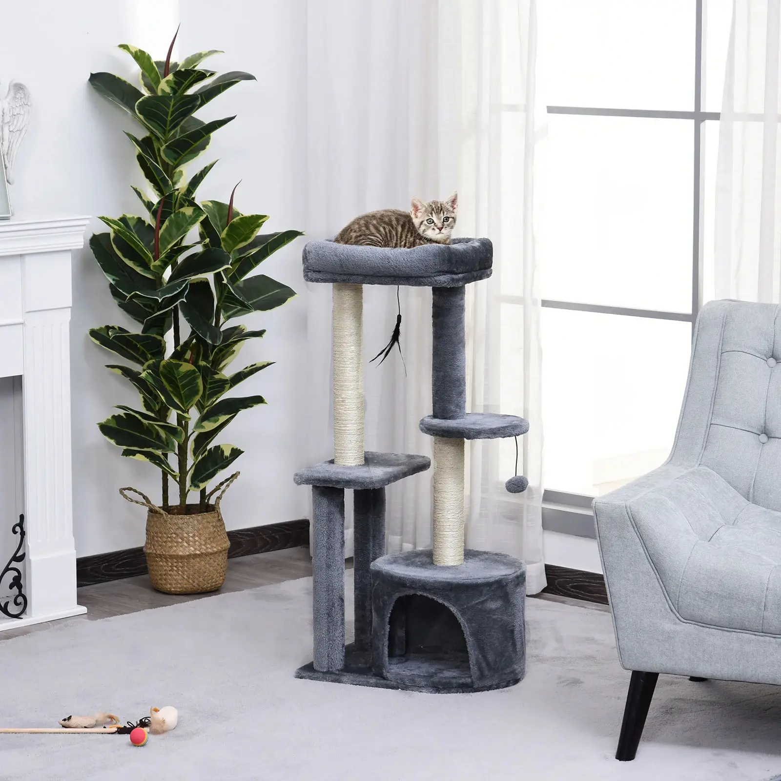Игровой комплекс для кошек PawHut D30-279 (Dark Grey) - 8