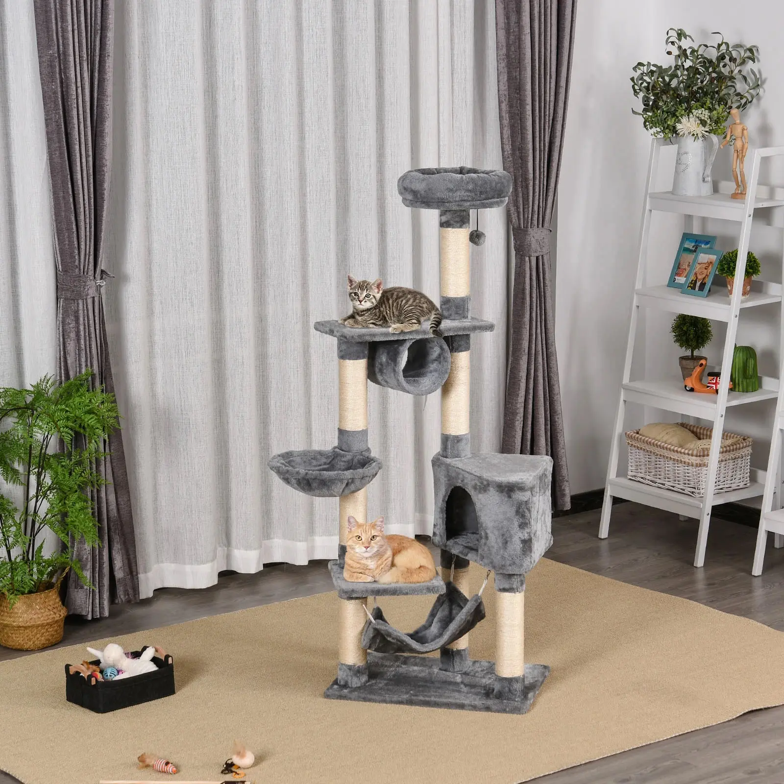 Игровой комплекс для кошек PawHut D30-280 (Grey) - 9