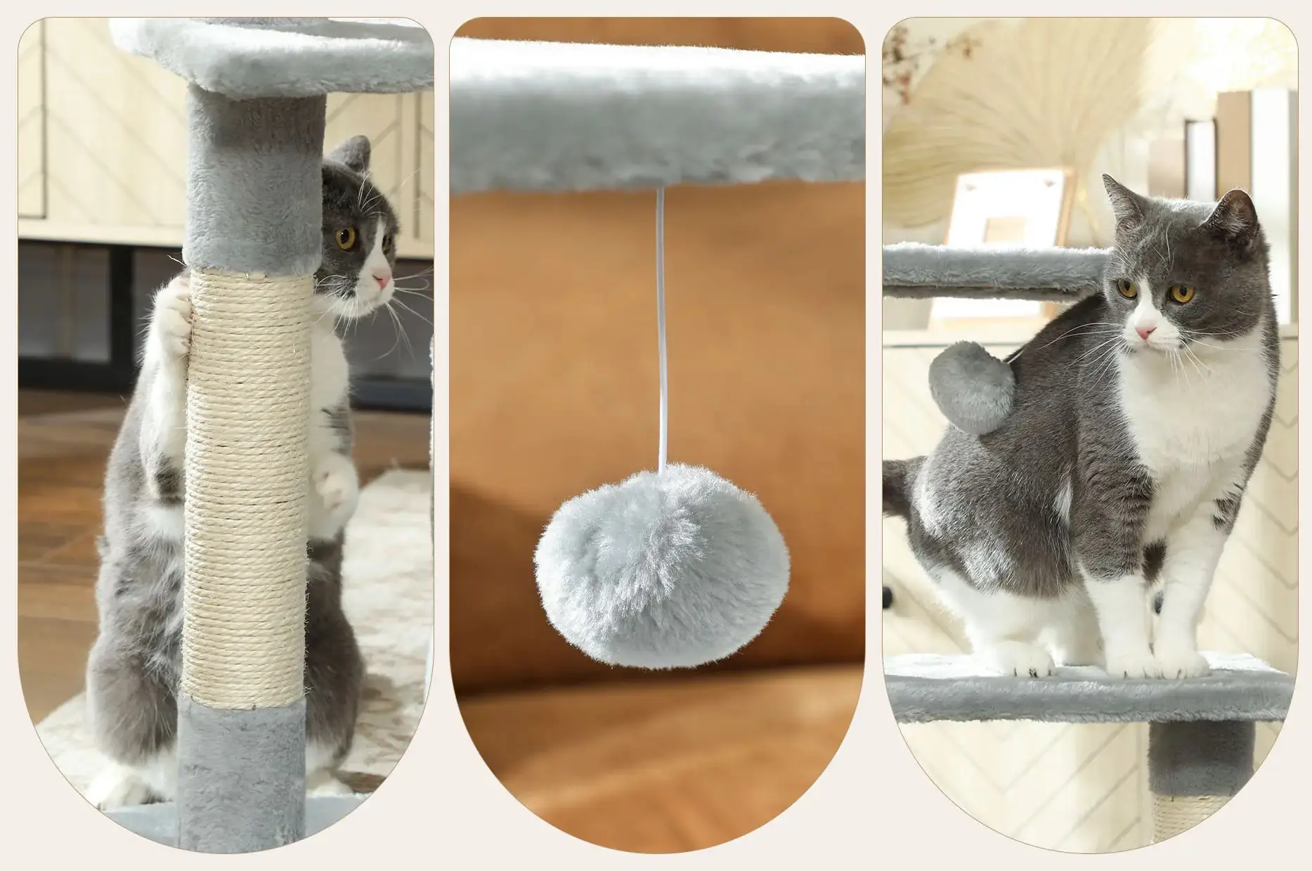 Ansamblu de joaca pentru pisici PawHut D30-285CG (Grey) - 9