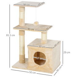 Ansamblu de joaca pentru pisici PawHut D30-285CW (Beige) Thumb