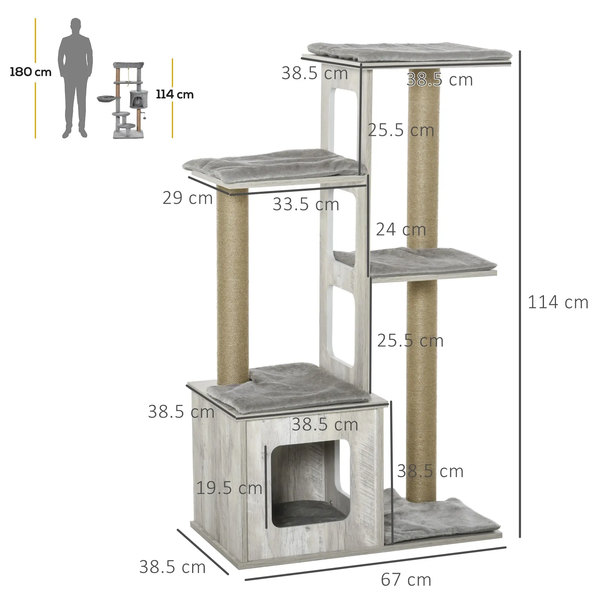 Ansamblu de joaca pentru pisici PawHut D30-318 (Grey) - 2
