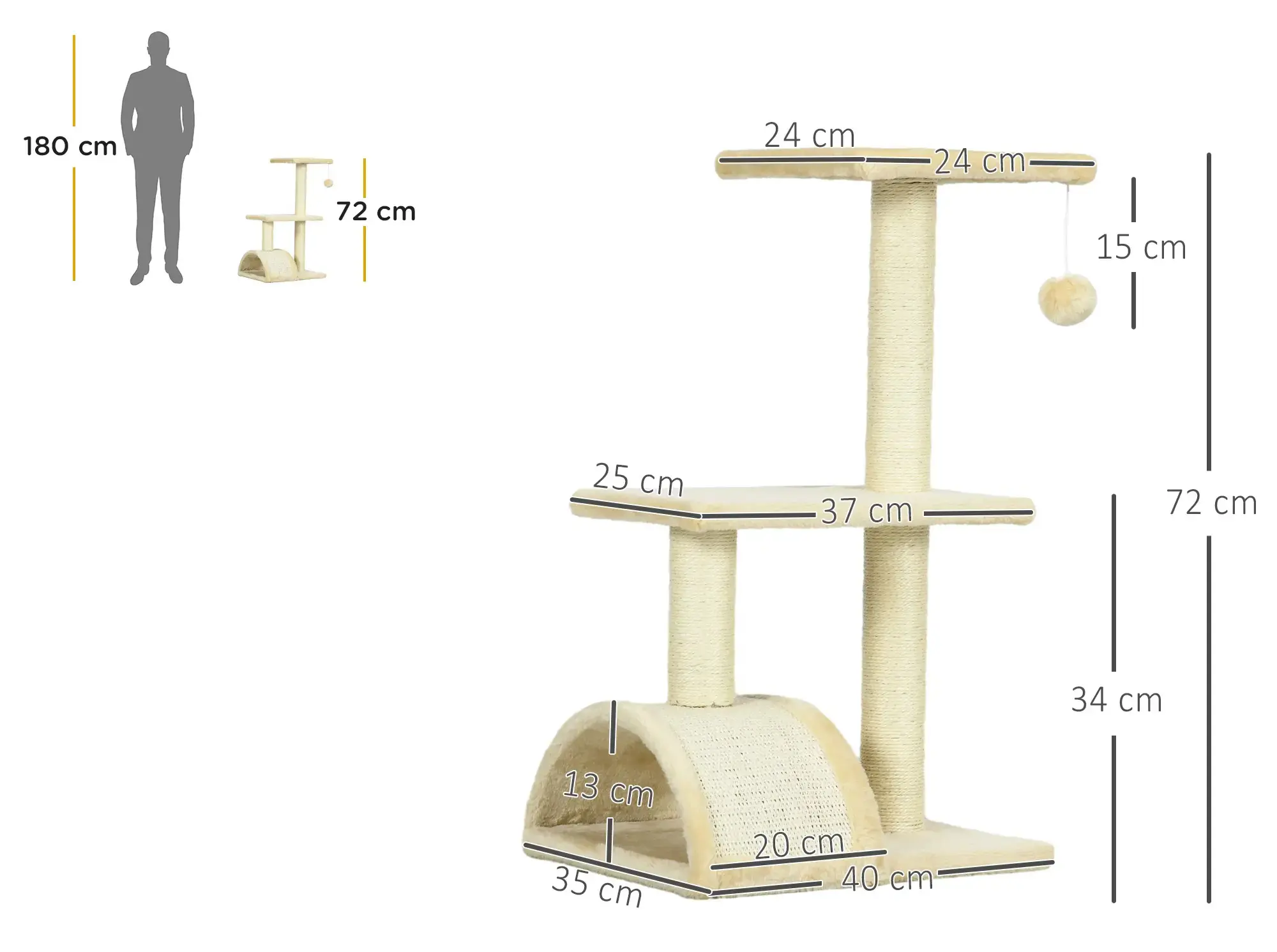 Игровой комплекс для кошек PawHut D30-351V00CW (Cream White) - 3