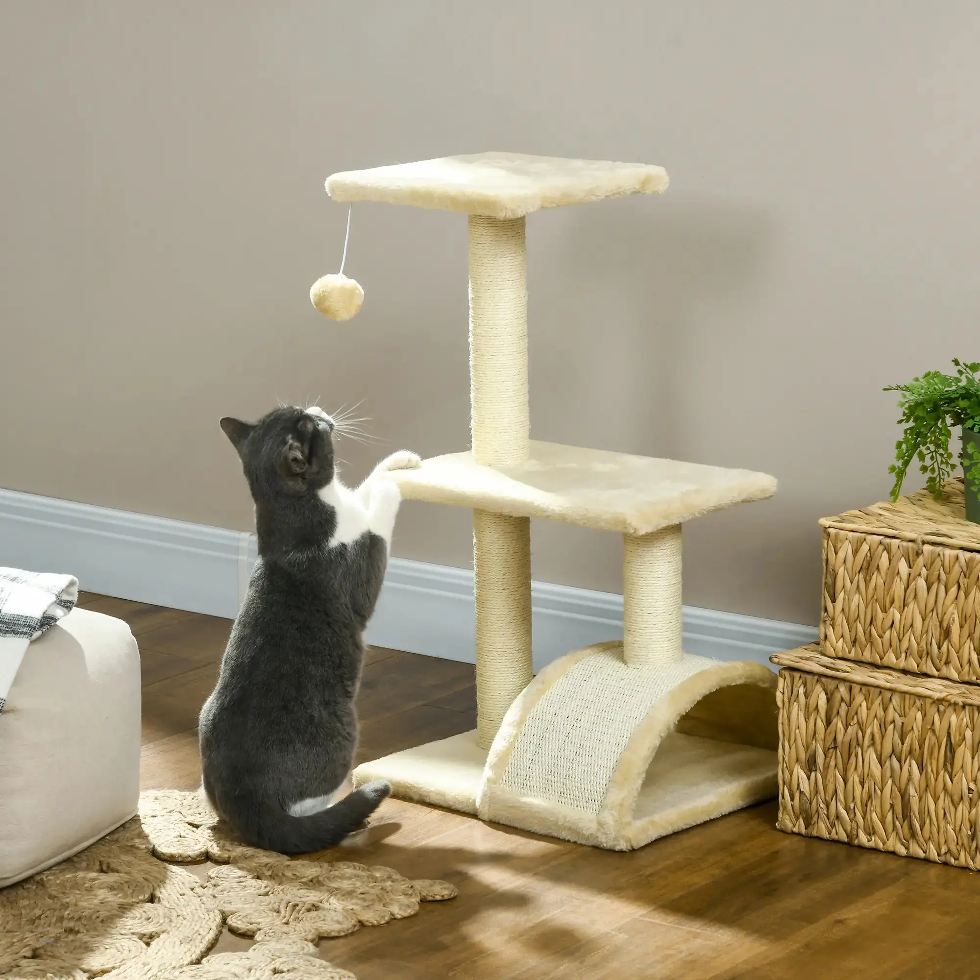 Игровой комплекс для кошек PawHut D30-351V00CW (Cream White) - 7