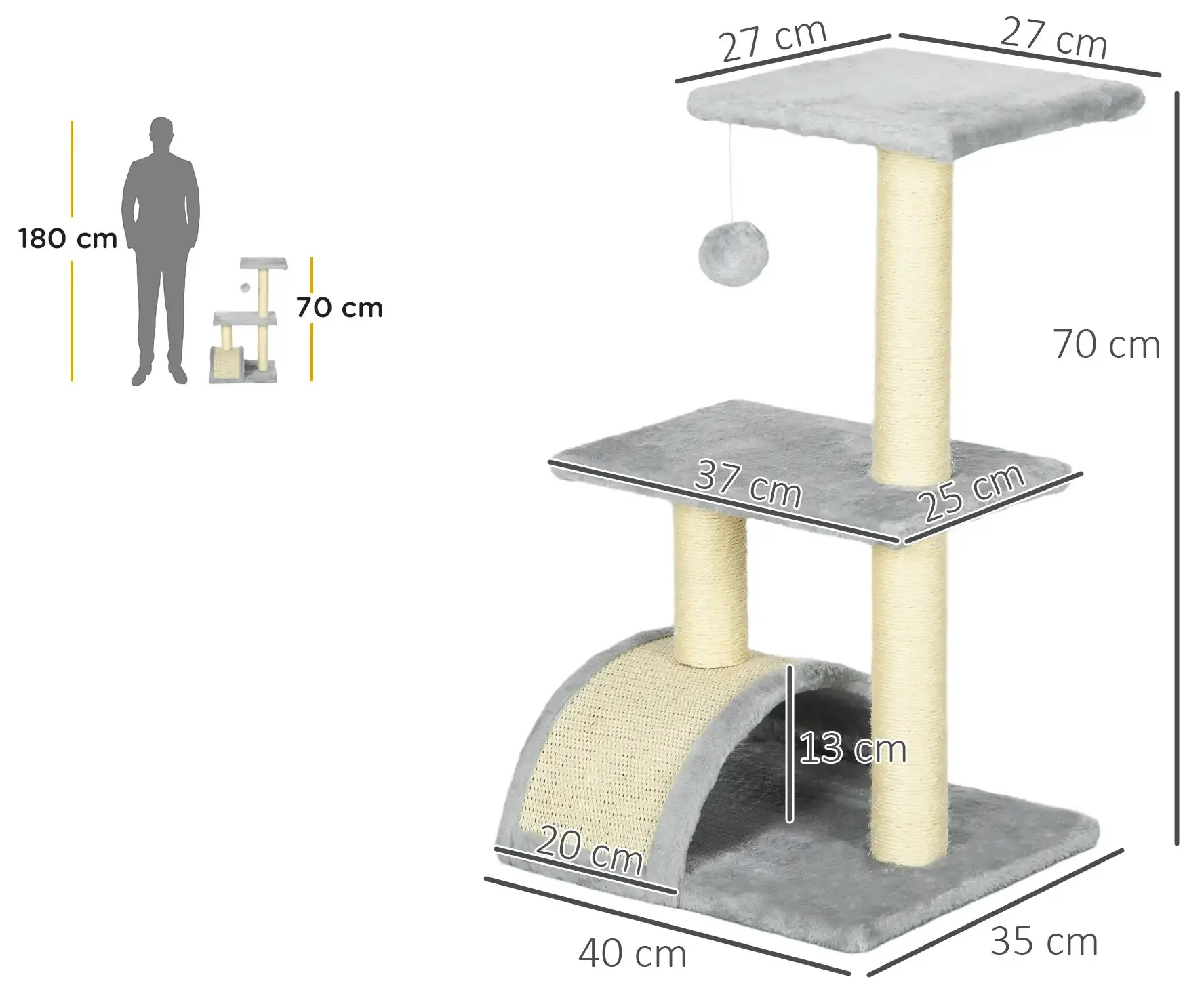 Ansamblu de joaca pentru pisici PawHut D30-351V00LG (Light Grey) - 4