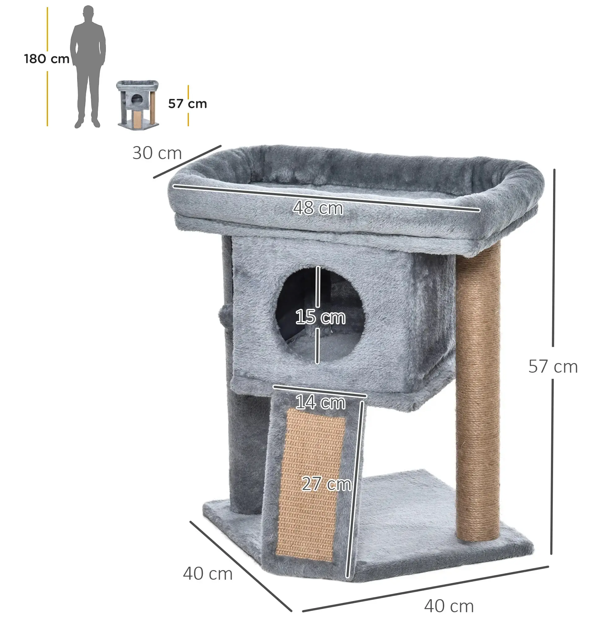 Игровой комплекс для кошек PawHut D30-368GY (Grey) - 4