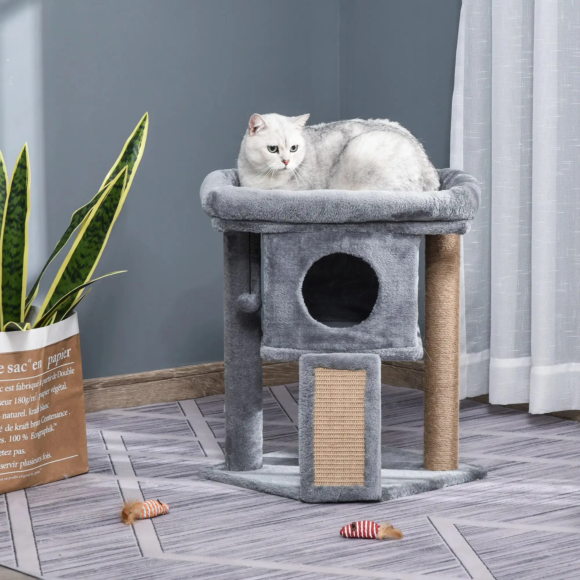 Игровой комплекс для кошек PawHut D30-368GY (Grey) - 7