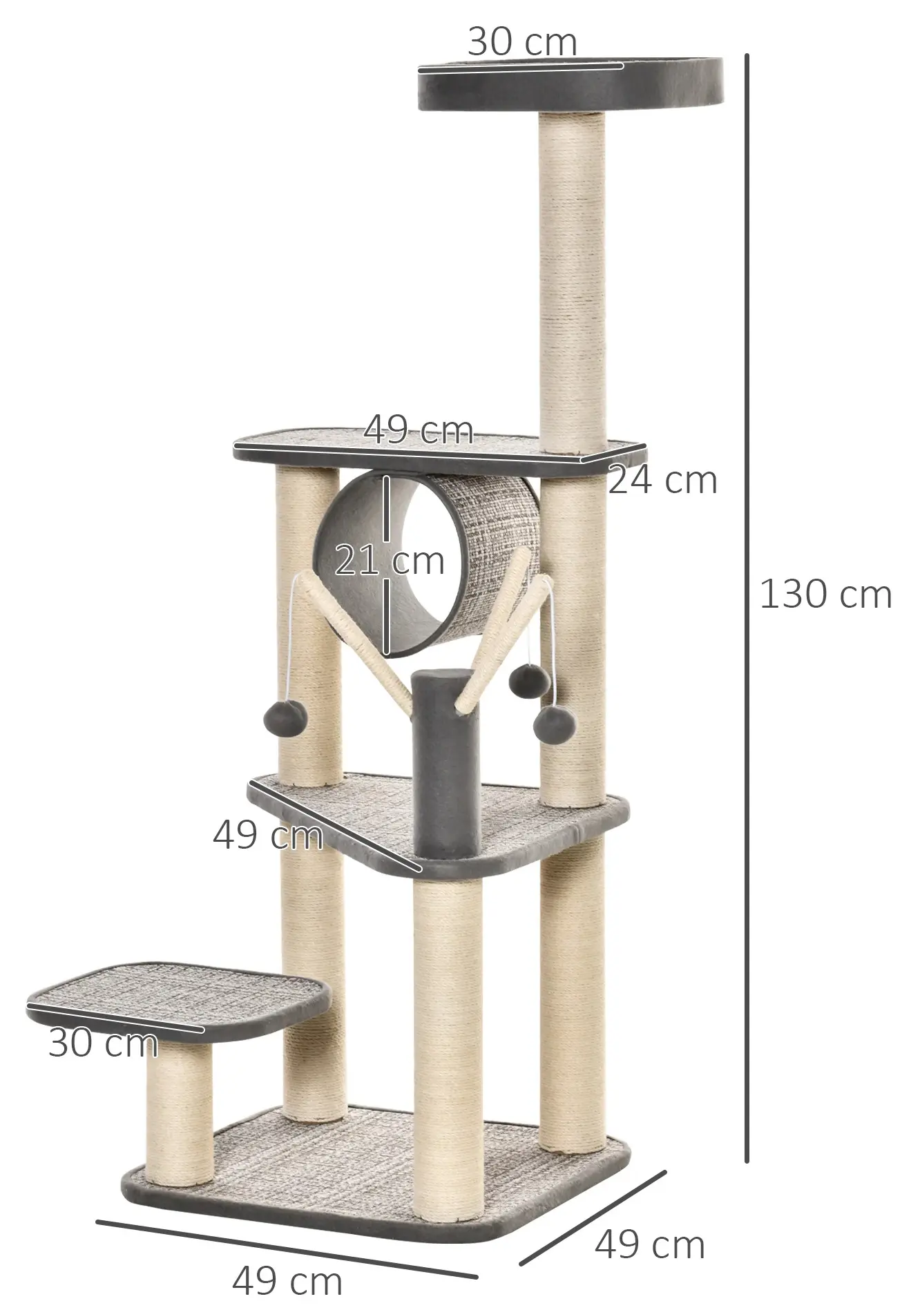 Игровой комплекс для кошек PawHut D30-425 (Grey/Beige) - 2