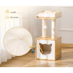 Ansamblu de joaca pentru pisici PawHut D30-435 (Oak/White) Thumb