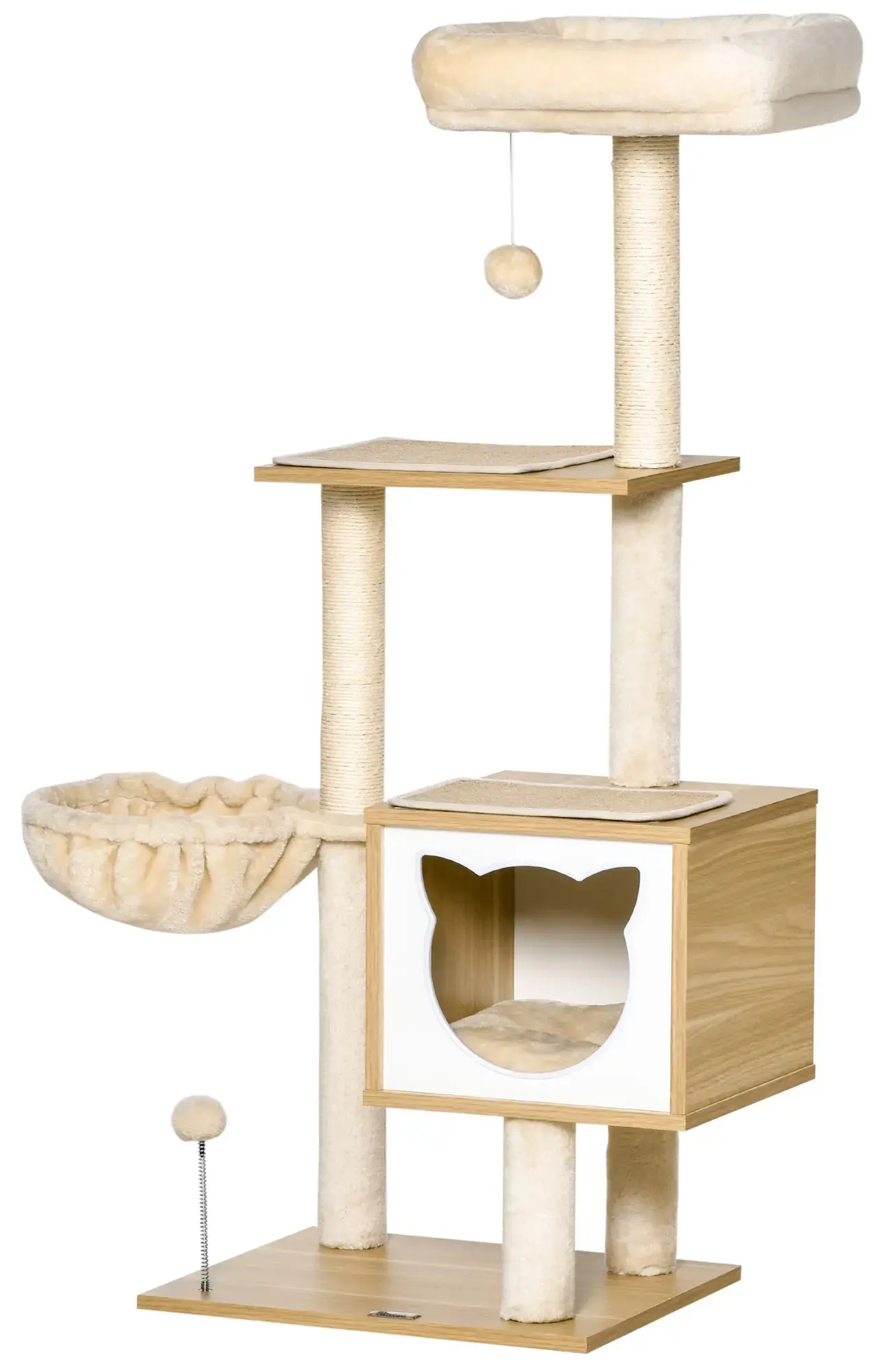 Ansamblu de joaca pentru pisici PawHut D30-446 (Natural/Beige) - 2