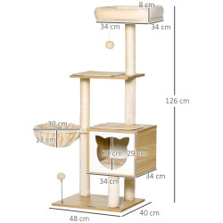Ansamblu de joaca pentru pisici PawHut D30-446 (Natural/Beige) Thumb