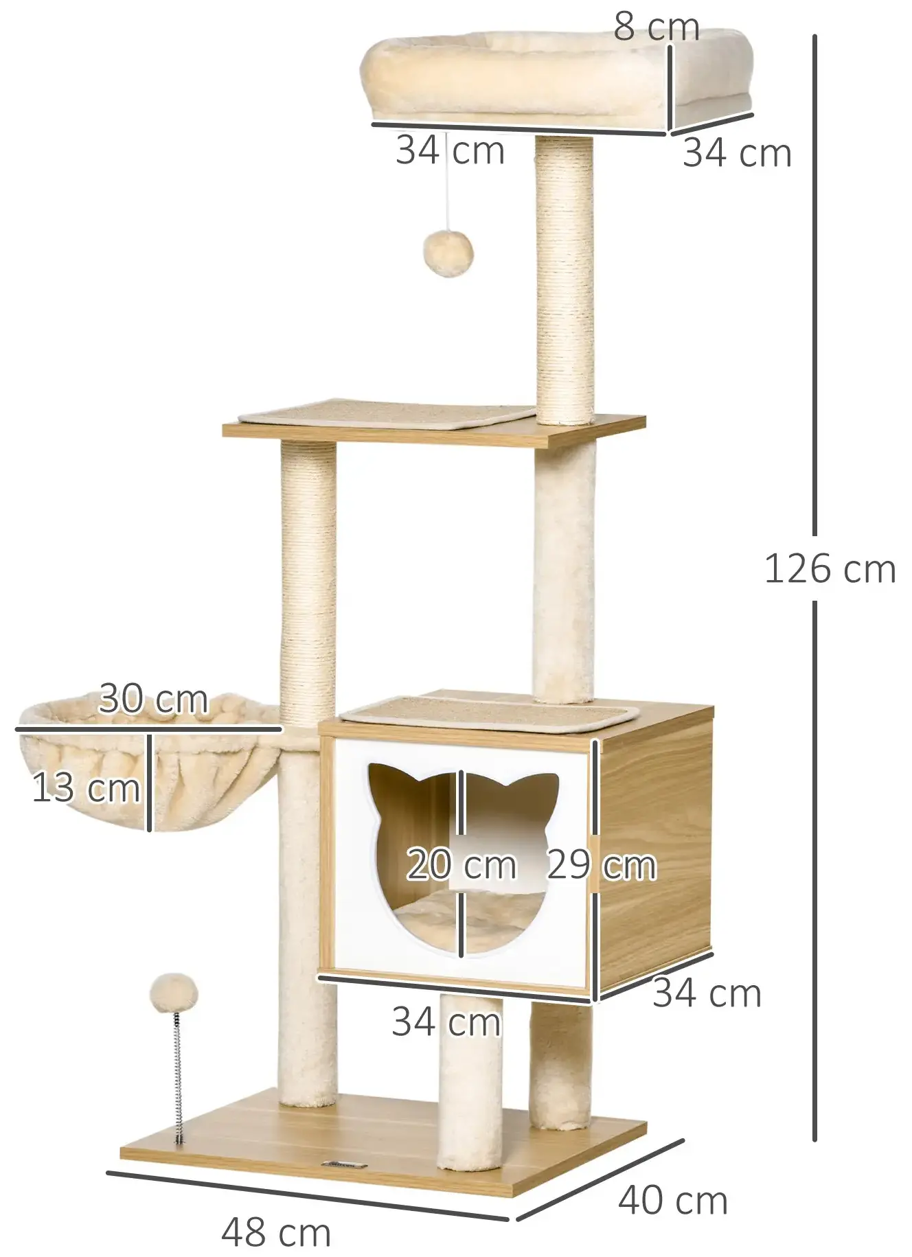 Ansamblu de joaca pentru pisici PawHut D30-446 (Natural/Beige) - 4