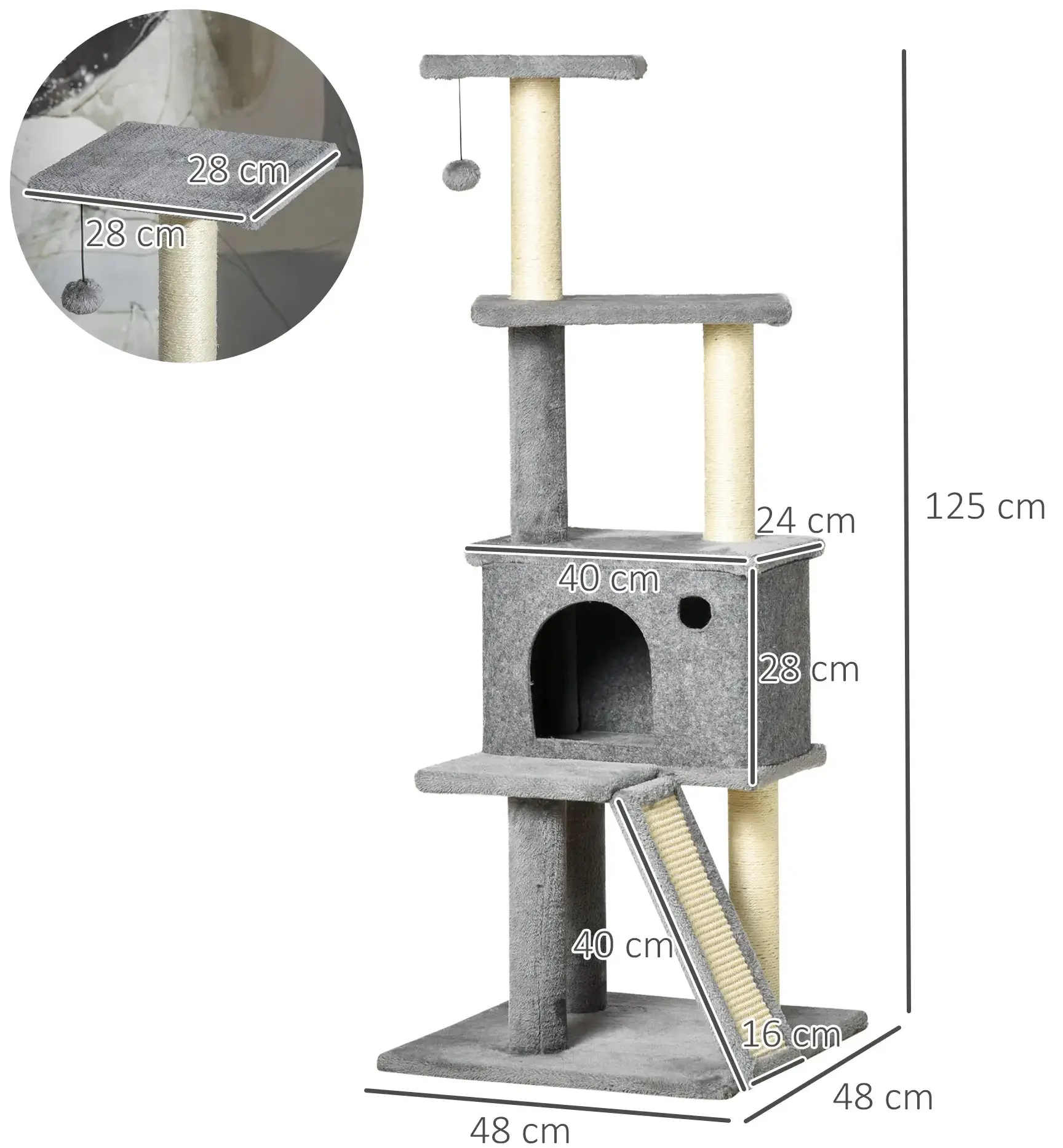 Игровой комплекс для кошек PawHut D30-477 (Grey) - 3