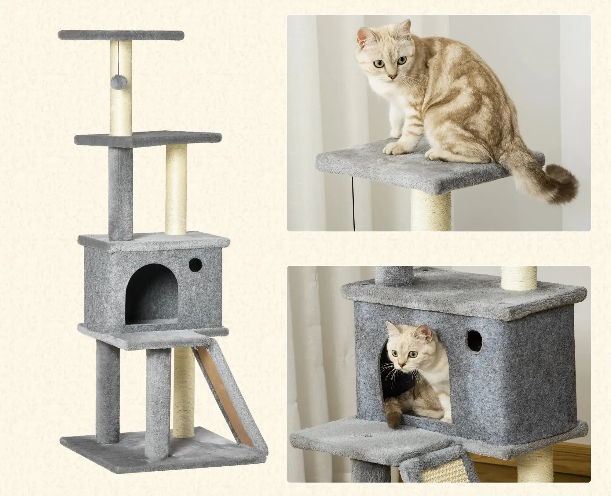 Игровой комплекс для кошек PawHut D30-477 (Grey) - 7