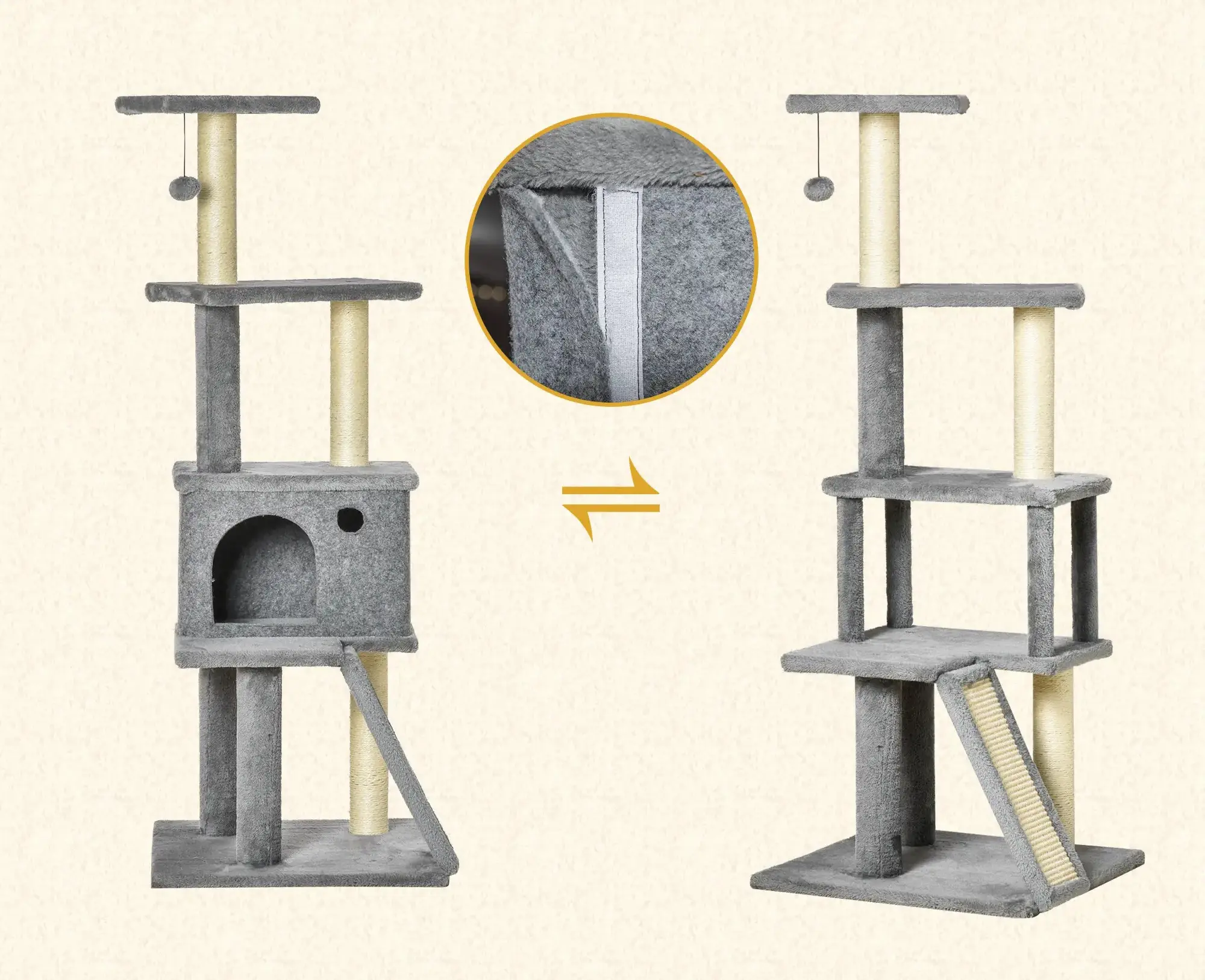 Игровой комплекс для кошек PawHut D30-477 (Grey) - 8