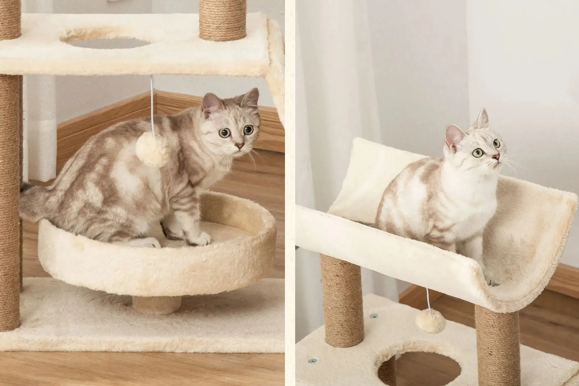 Игровой комплекс для кошек PawHut D30-481 (Beige/Brown) - 4