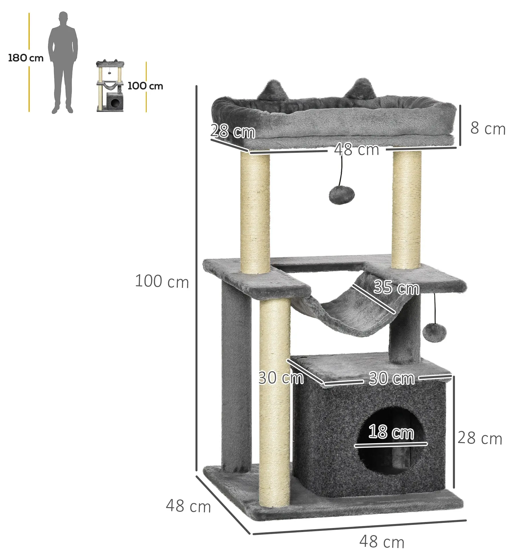Игровой комплекс для кошек PawHut D30-491 (Grey) - 2