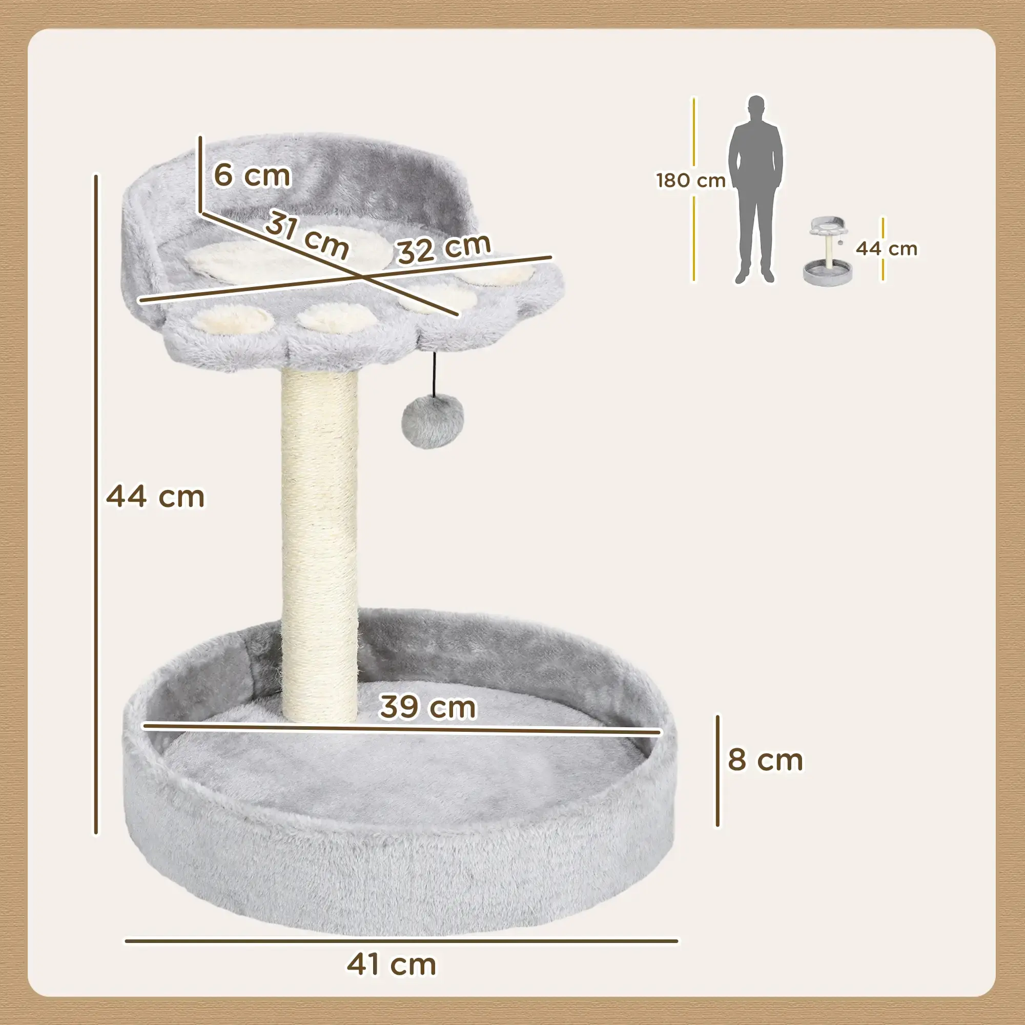 Ansamblu de joaca pentru pisici PawHut D30-603V01LG (Light Grey) - 4