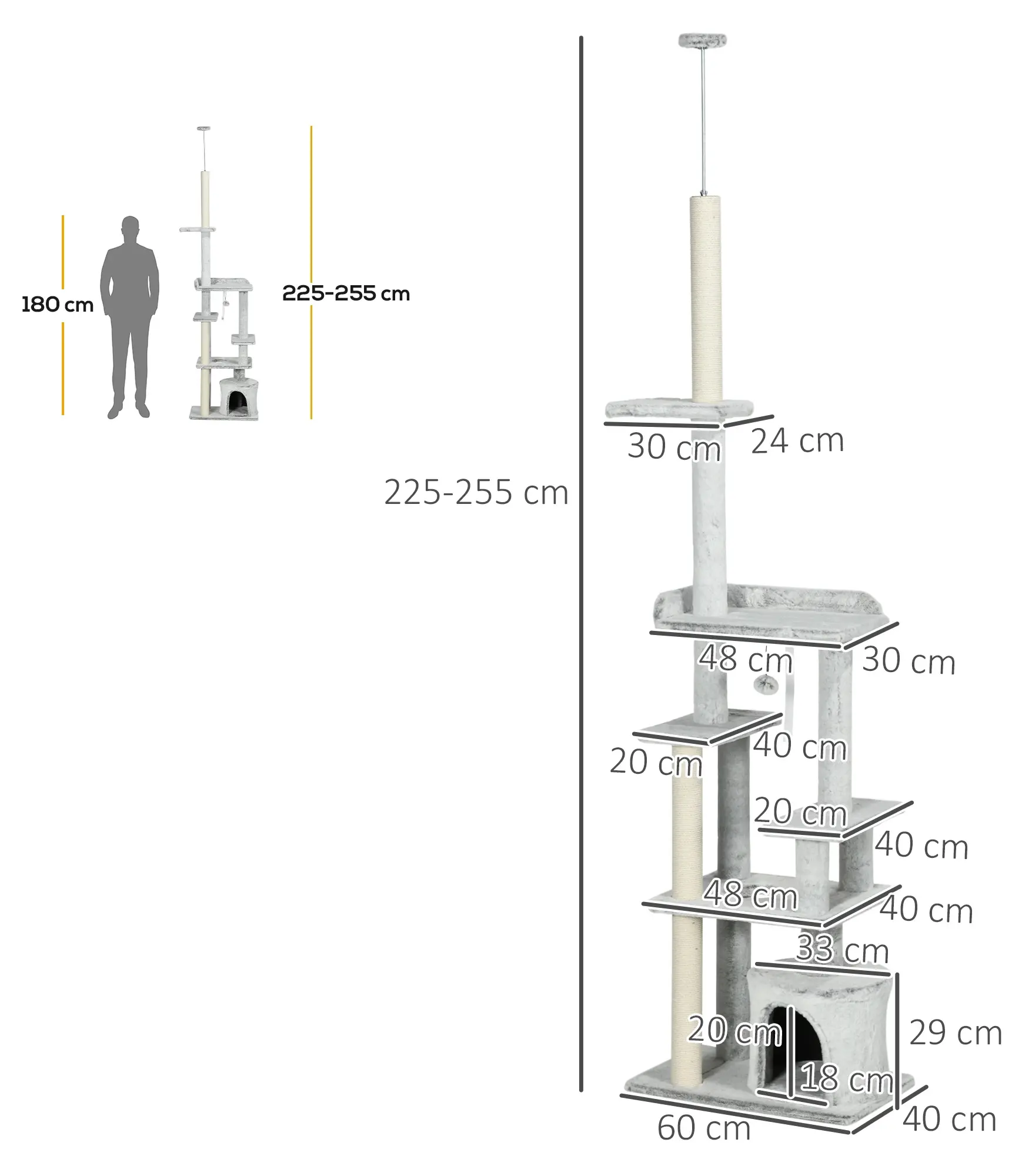Игровой комплекс для кошек PawHut D30-719V00LG (Light Grey) - 3