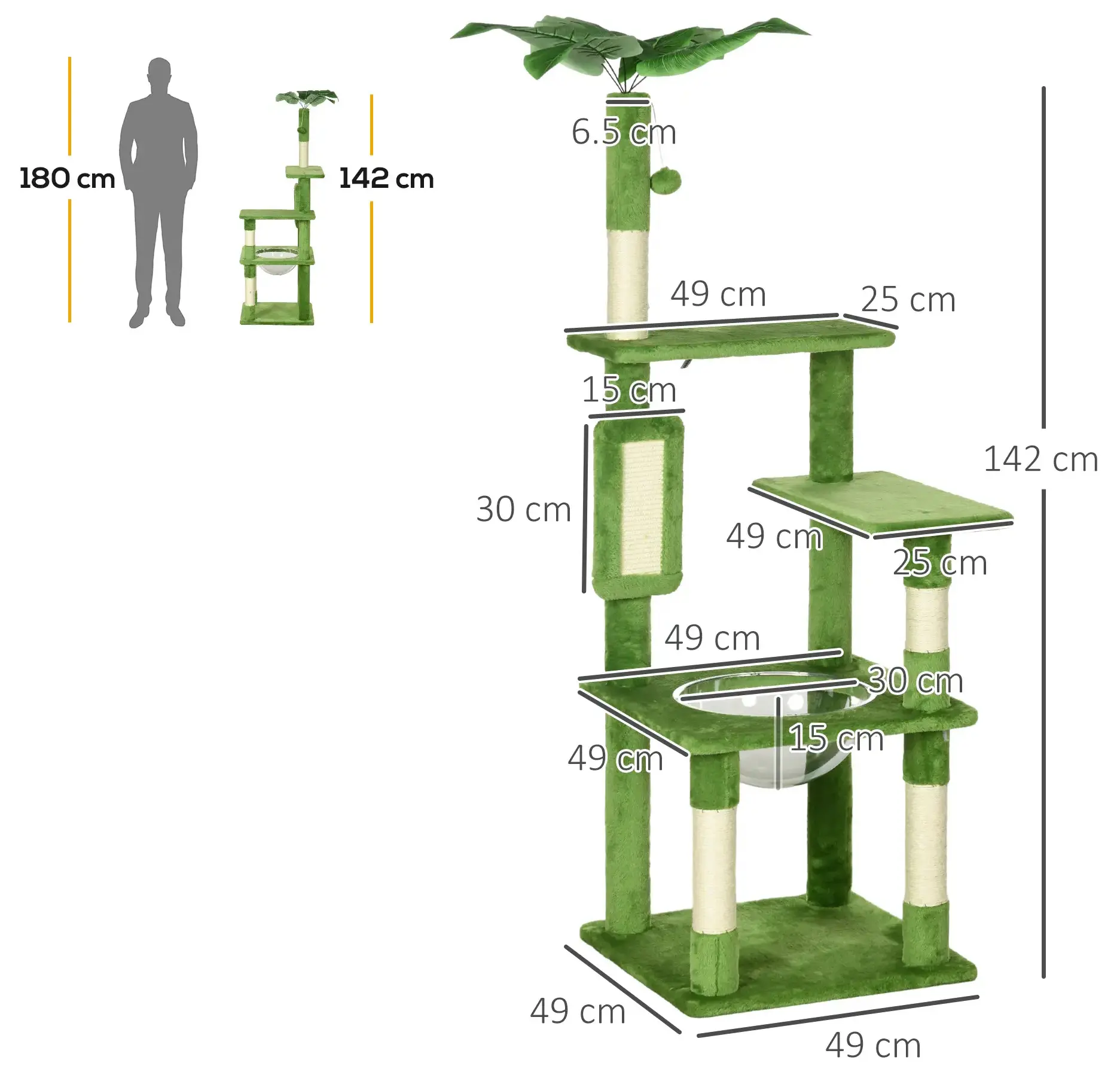 Ansamblu de joaca pentru pisici PawHut D30-734V00GN (Green) - 4