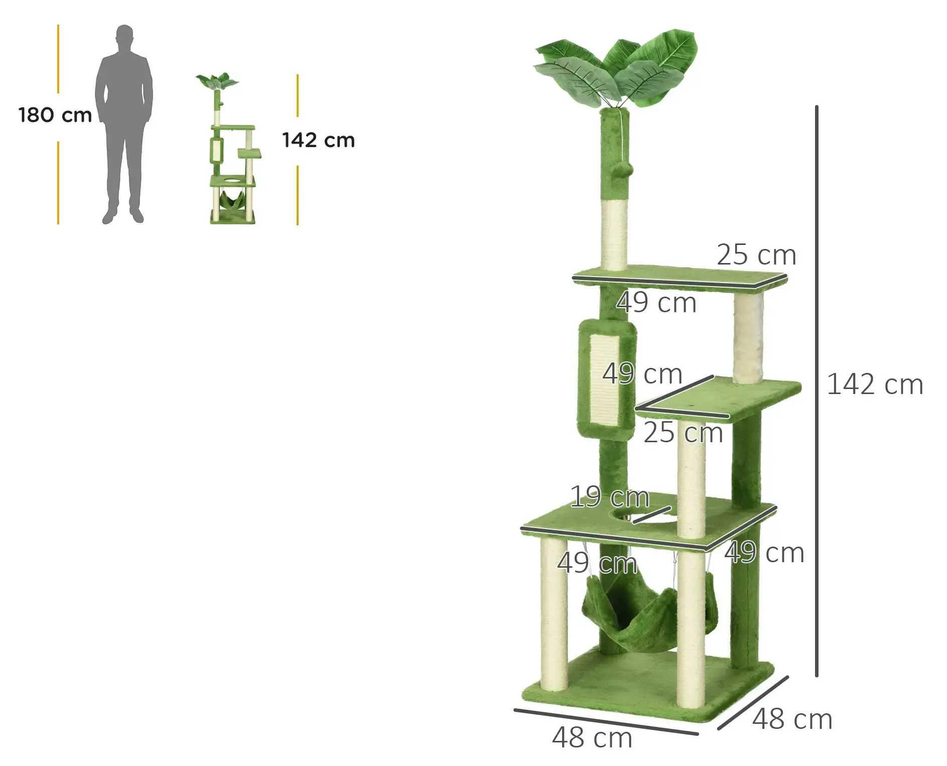 Игровой комплекс для кошек PawHut D30-735V00GN (Green) - 4