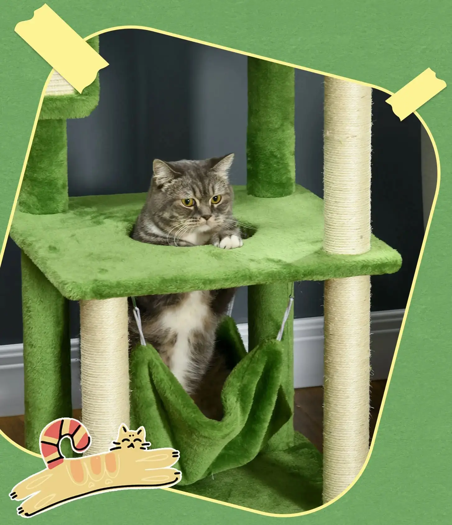 Игровой комплекс для кошек PawHut D30-735V00GN (Green) - 7